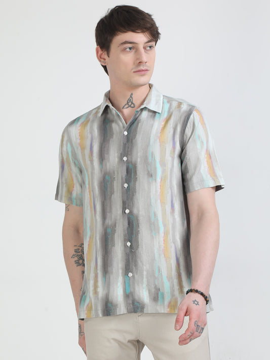 Grey Faded Printed Shirt