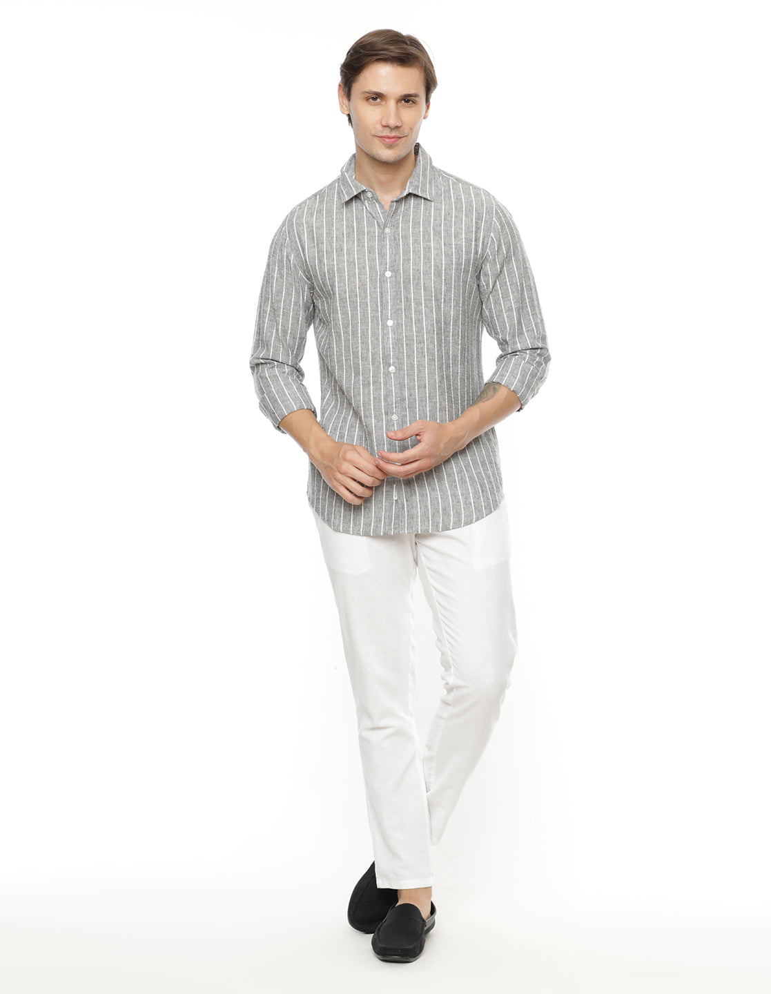 Grey Stripes Shirt for Men 
