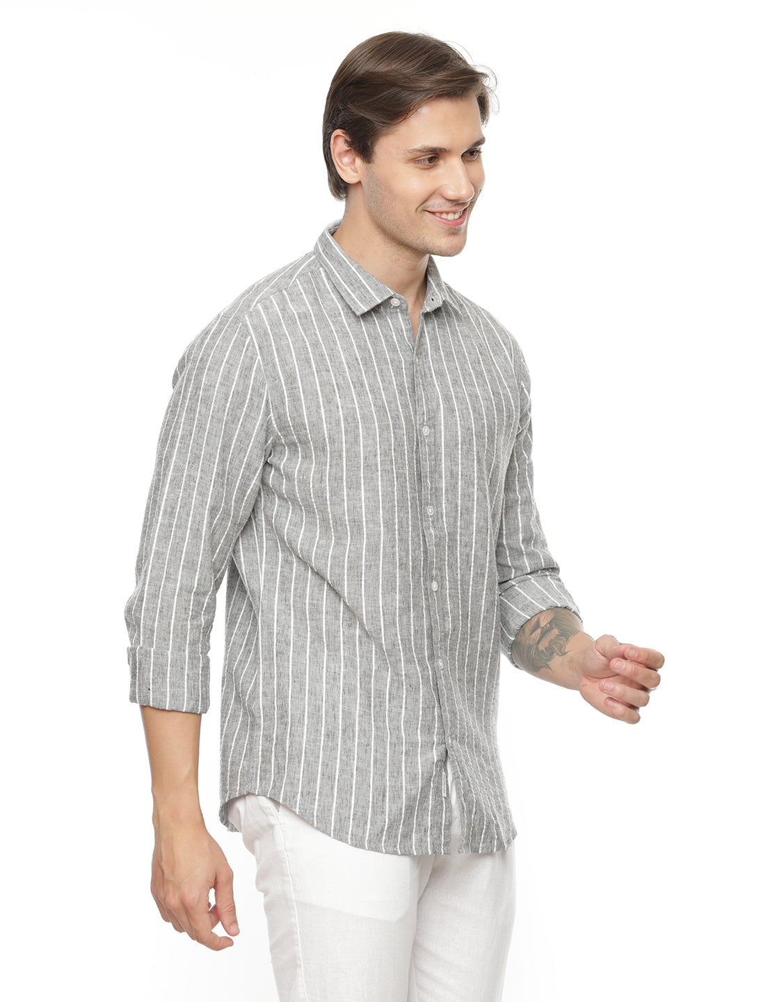 Grey Stripes Shirt for Men 