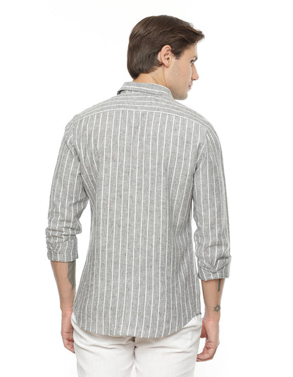 Grey Stripes Shirt for Men 