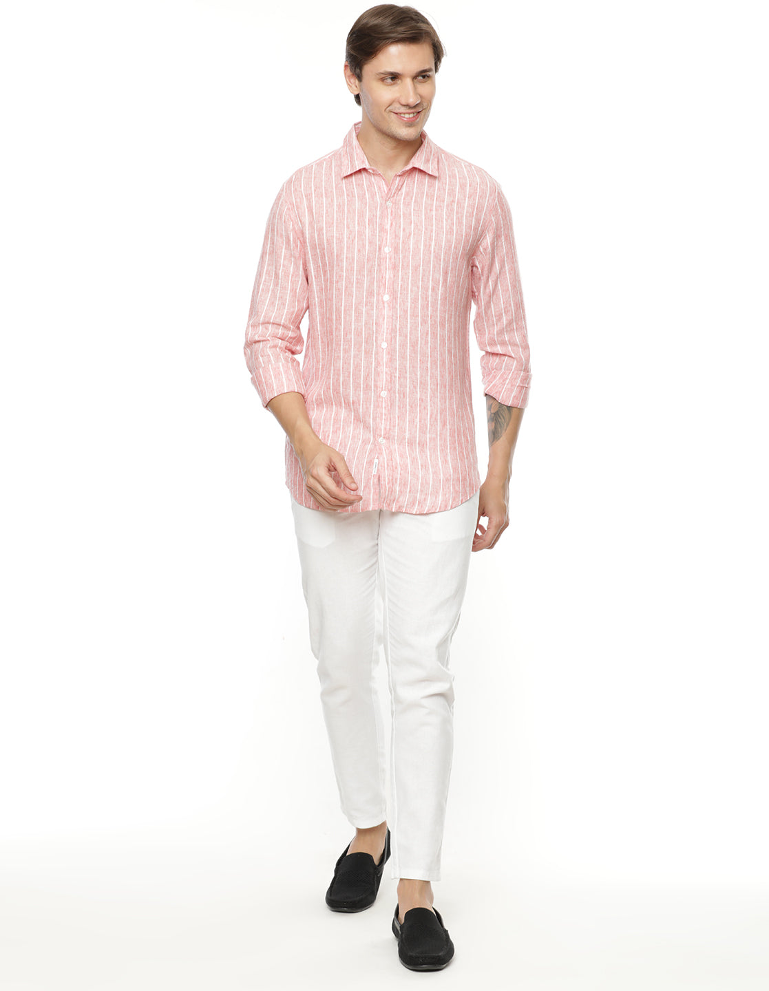 Bubble Gum Pink Stripes Shirt for Men