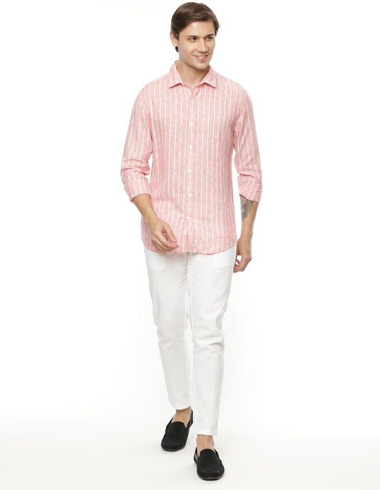 Bubble Gum Pink Stripes Shirt for Men