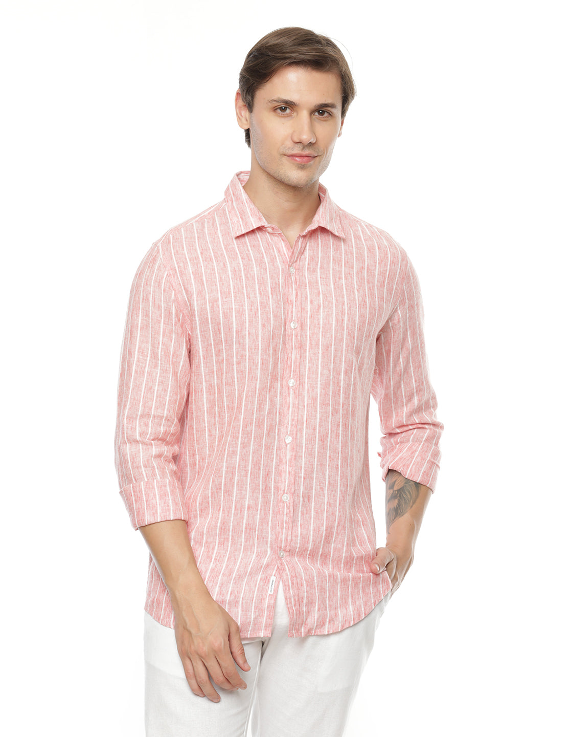 Bubble Gum Pink Stripes Shirt for Men