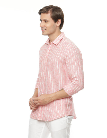 Bubble Gum Pink Stripes Shirt for Men