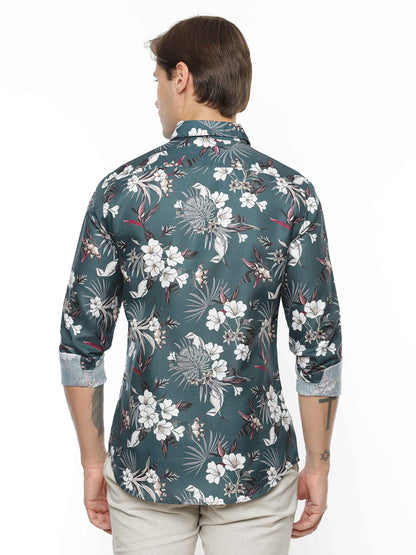 Mid Grey Floral Printed Shirt