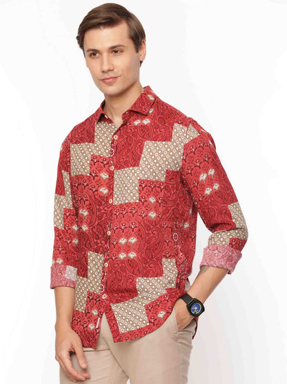 Red Printed Shirt