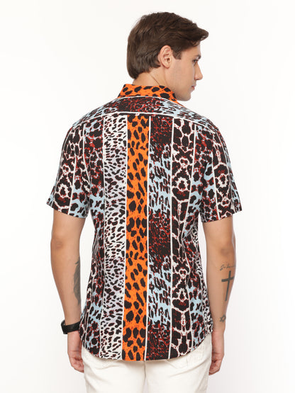 Maroon Animal Print Shirt for Men 