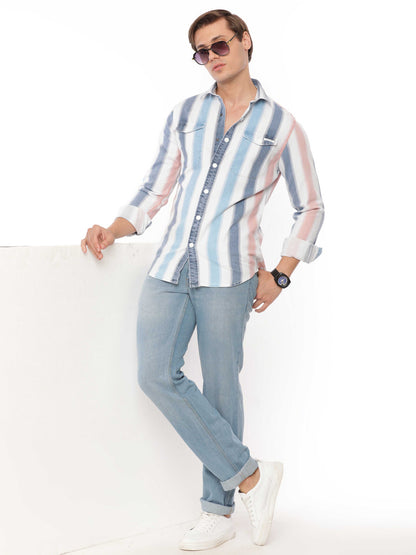 Multi Pastel Color Stripe Shirt