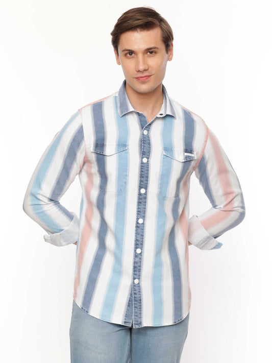 Multi Pastel Color Stripe Shirt