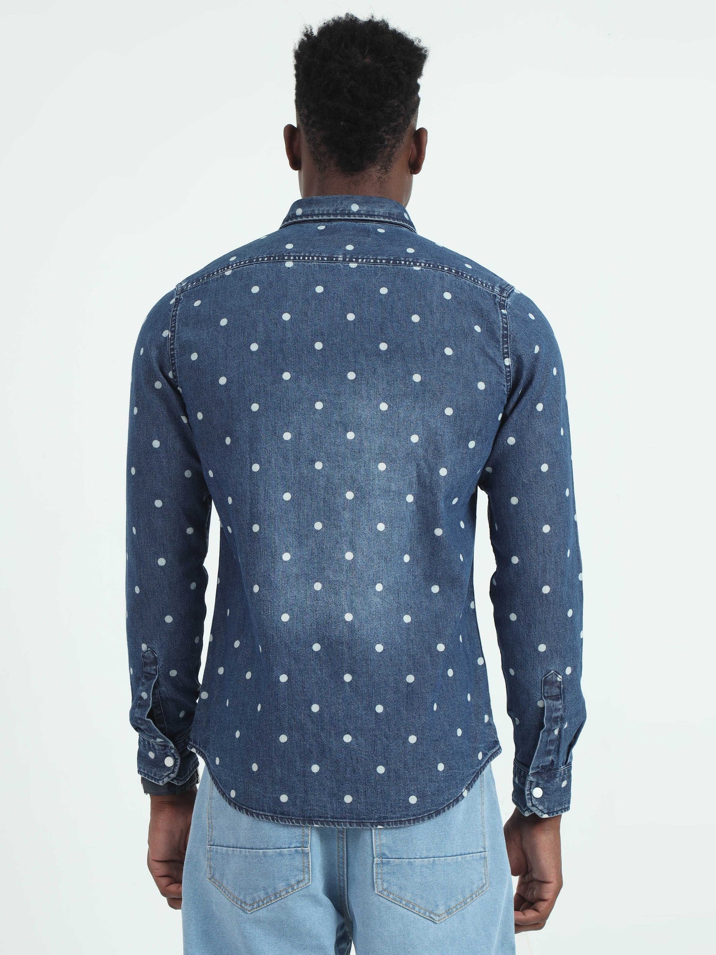 Polka Dot Dark Denim Shirt