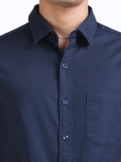 Gulf Blue Twill Cotton Shirt for Men 