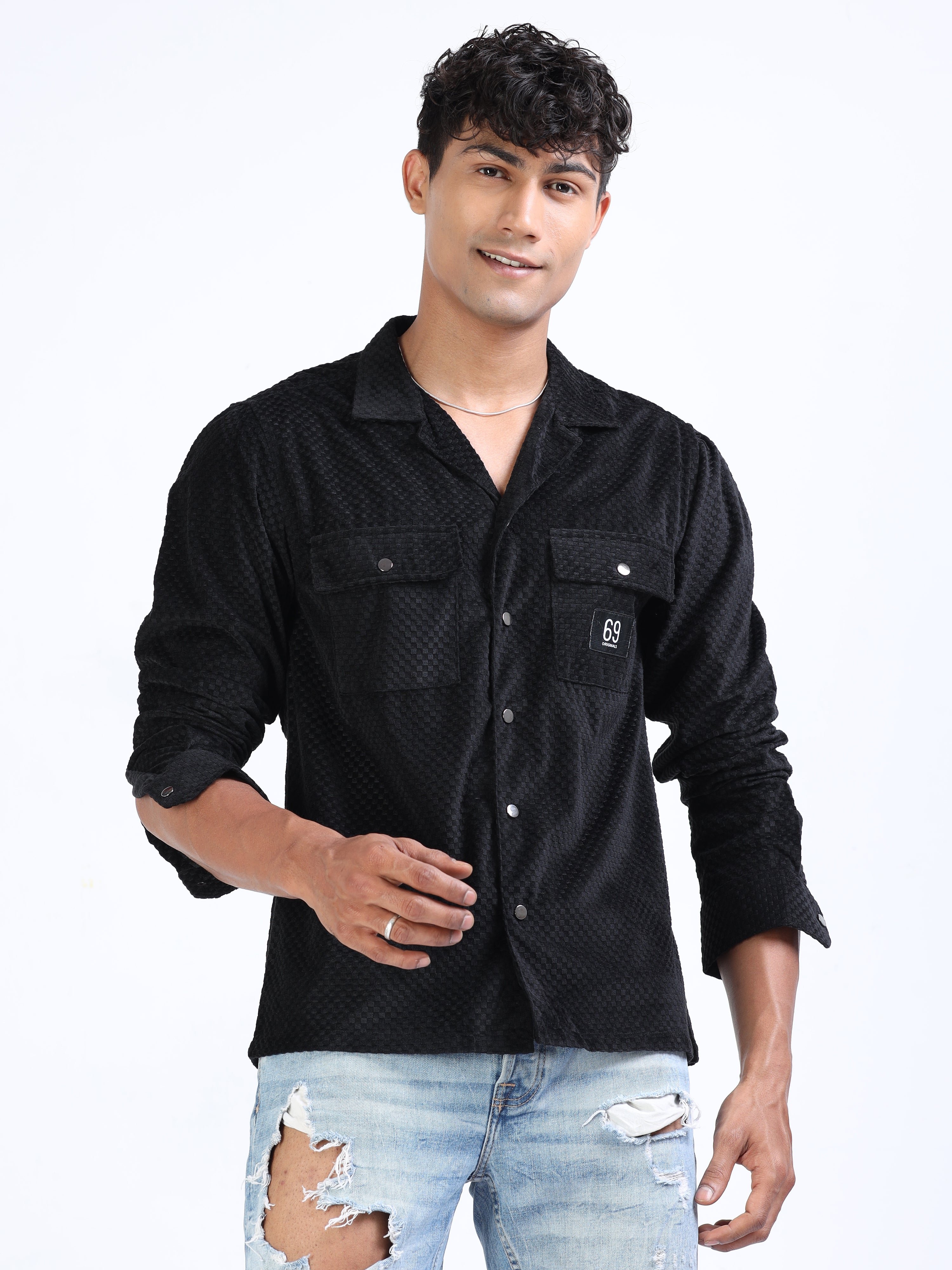 Black Velvet Cargo Shirt