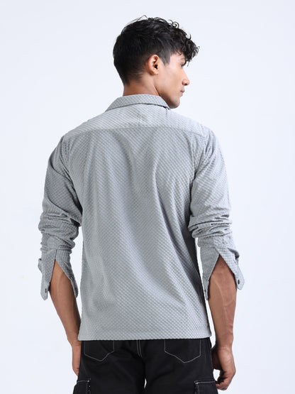 Grey Velvet Cargo Shirt for Men 