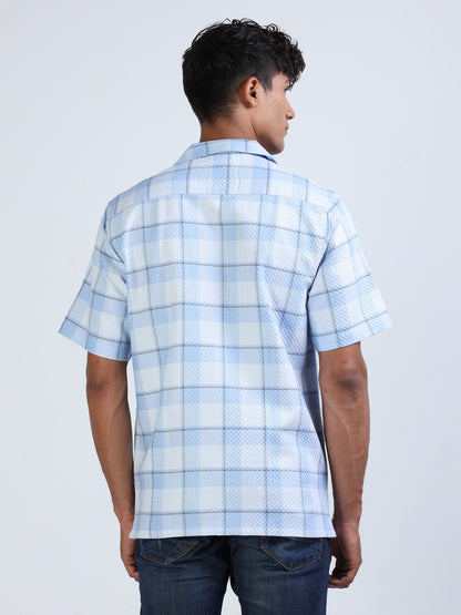 Blue Checks Popcorn Shirt for Men 