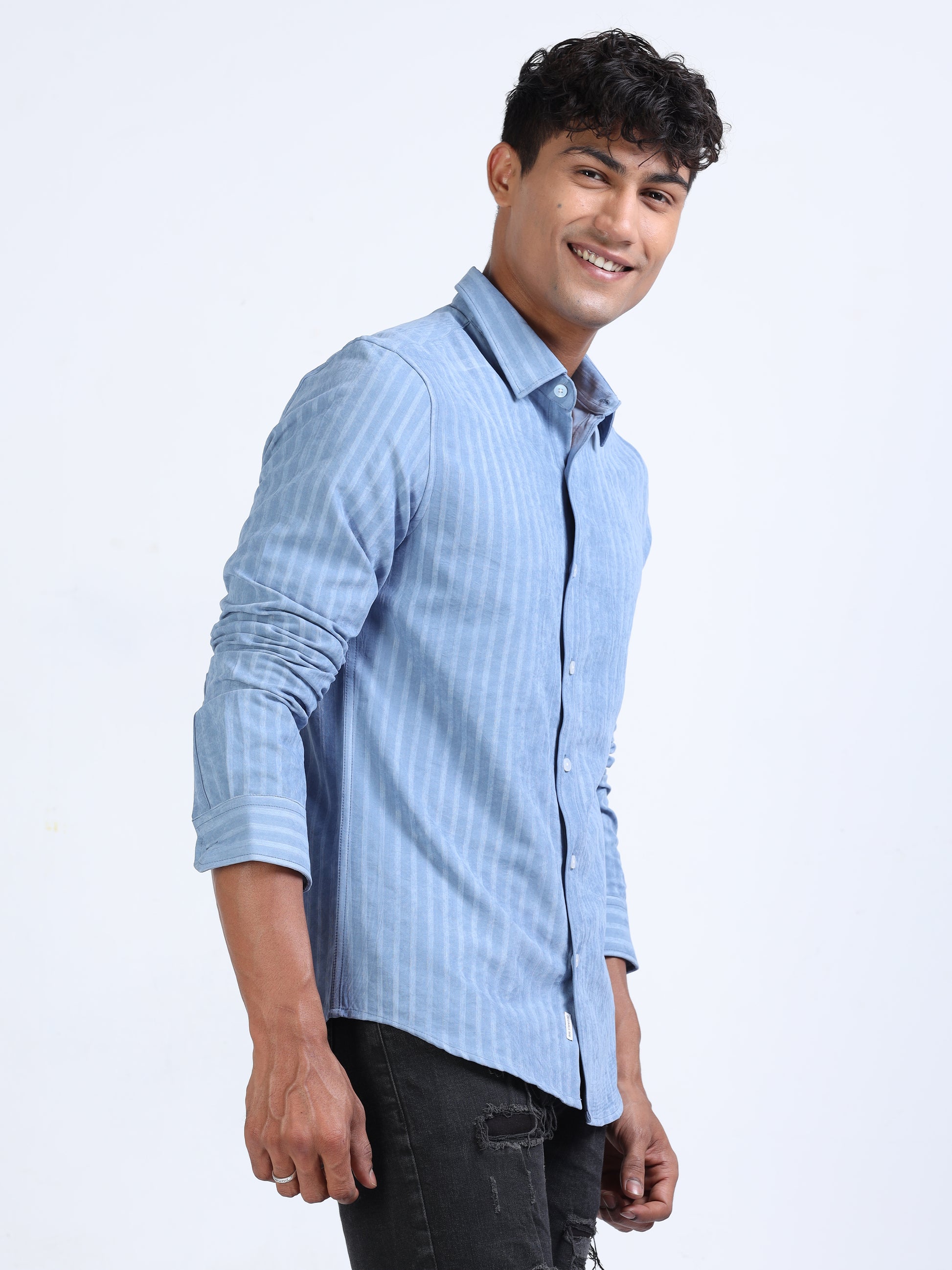 Polo Blue Blend Suede Stripe Shirt for Men