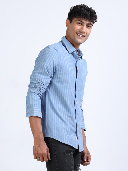 Polo Blue Blend Suede Stripe Shirt for Men