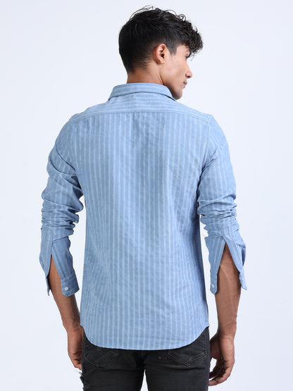 Polo Blue Blend Suede Stripe Shirt for Men