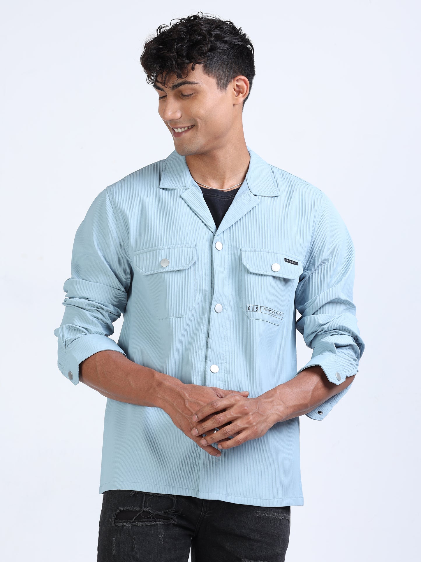 Spindle Cuban Collar Overshirt for Men 