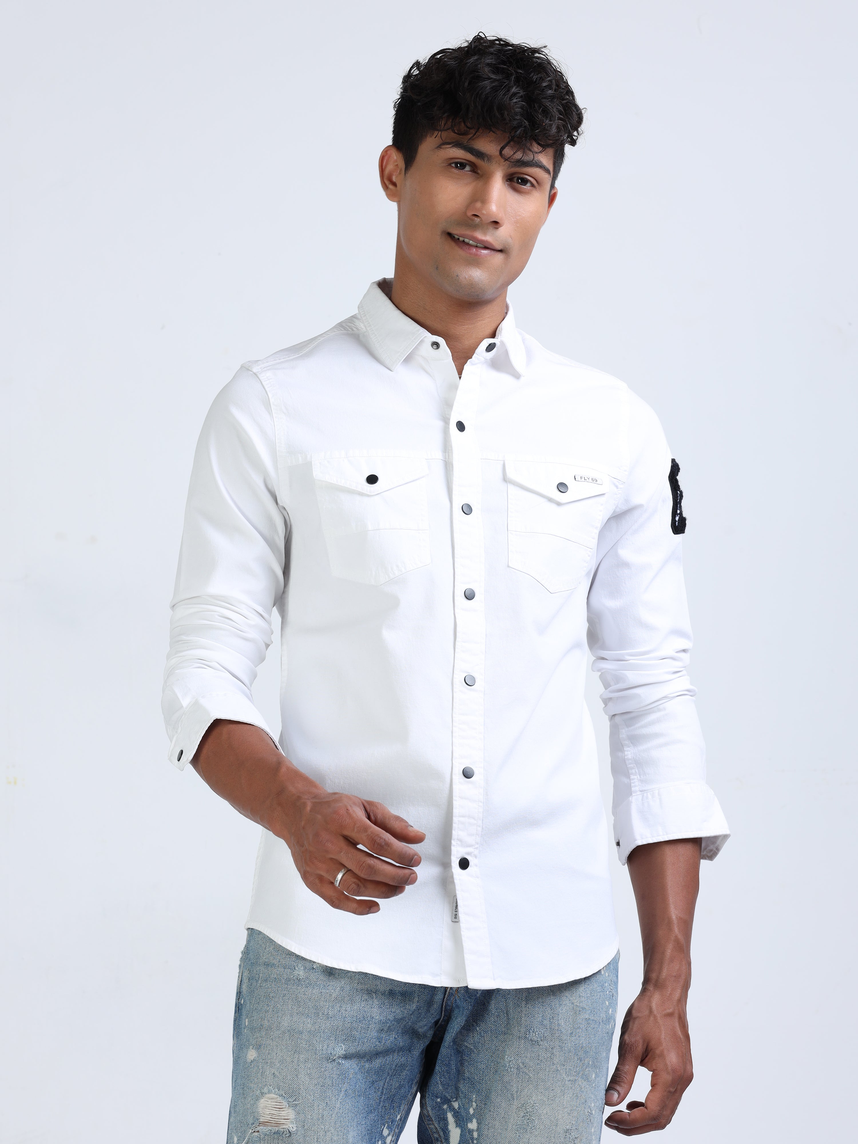 The latest collection of white denim & jeans shirts for men | FASHIOLA INDIA