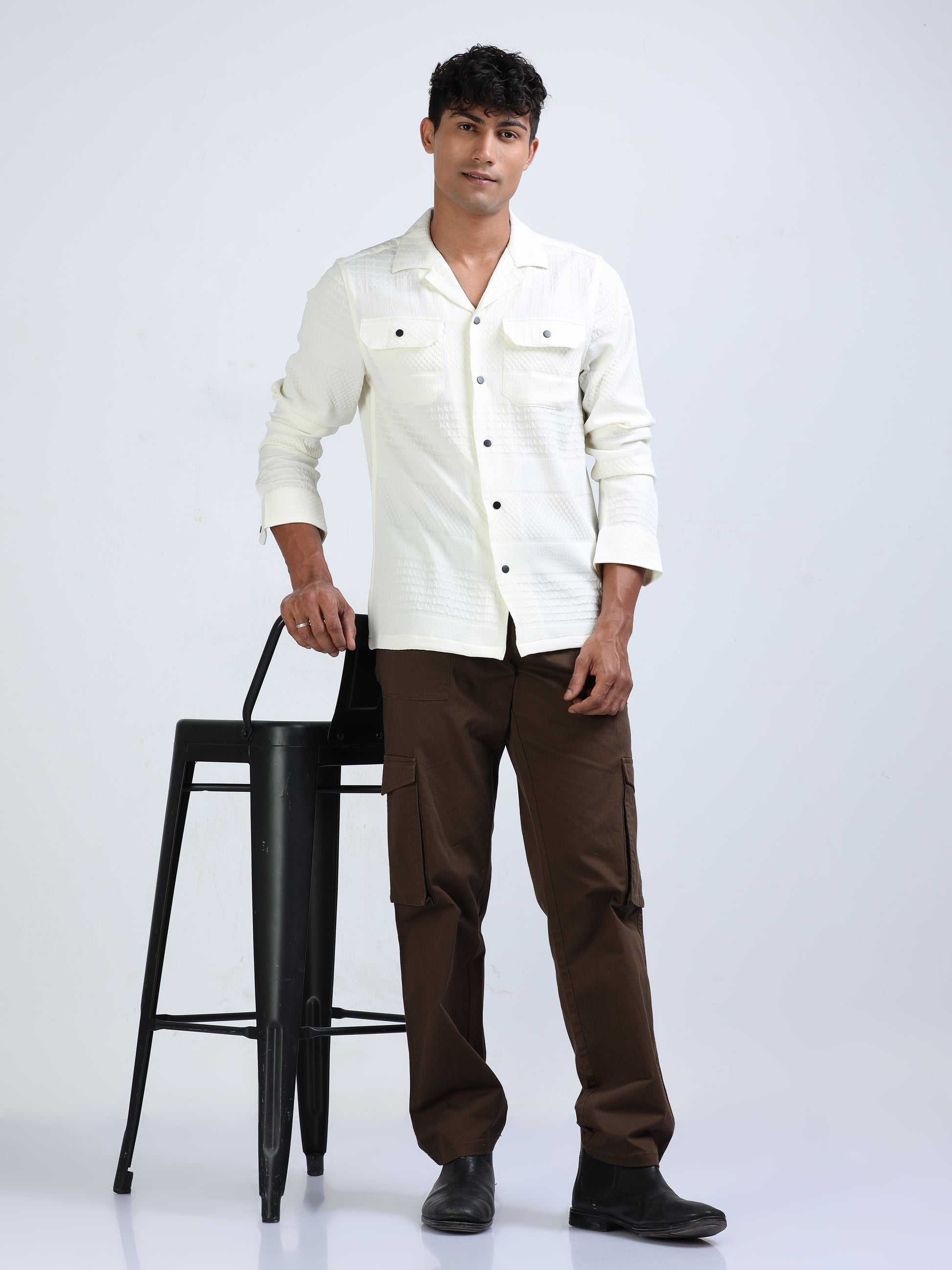 Mystic Double Pocket Textured Shirt for Men 