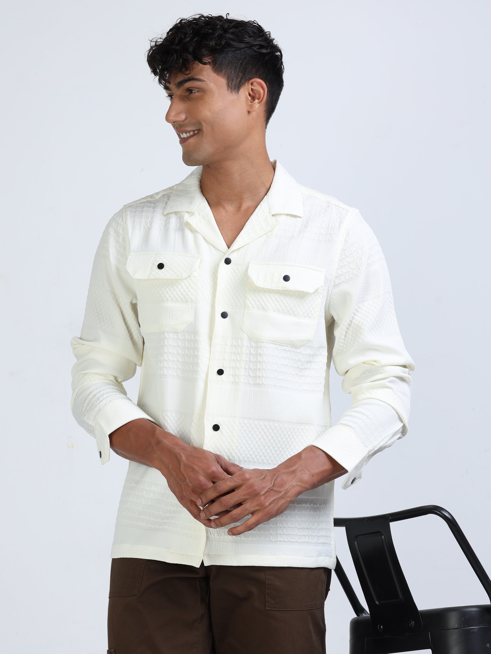 Mystic Double Pocket Textured Shirt for Men 