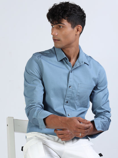 Glacier Twill Cotton Shirt for Men