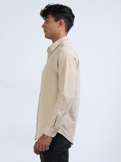 Swirl Blend Suede Stripe Shirt for Men 