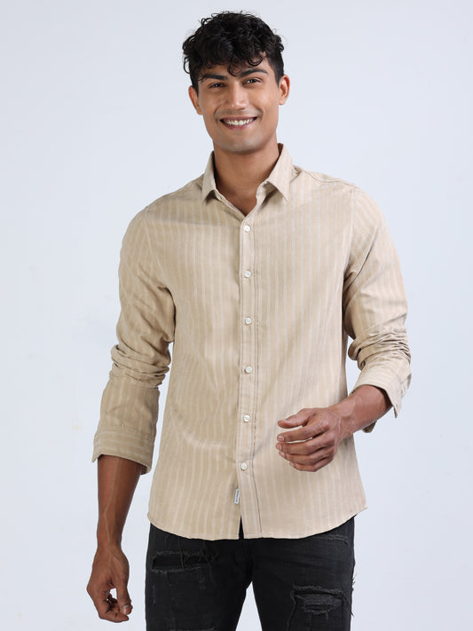 Swirl Blend Suede Stripe Shirt for Men 