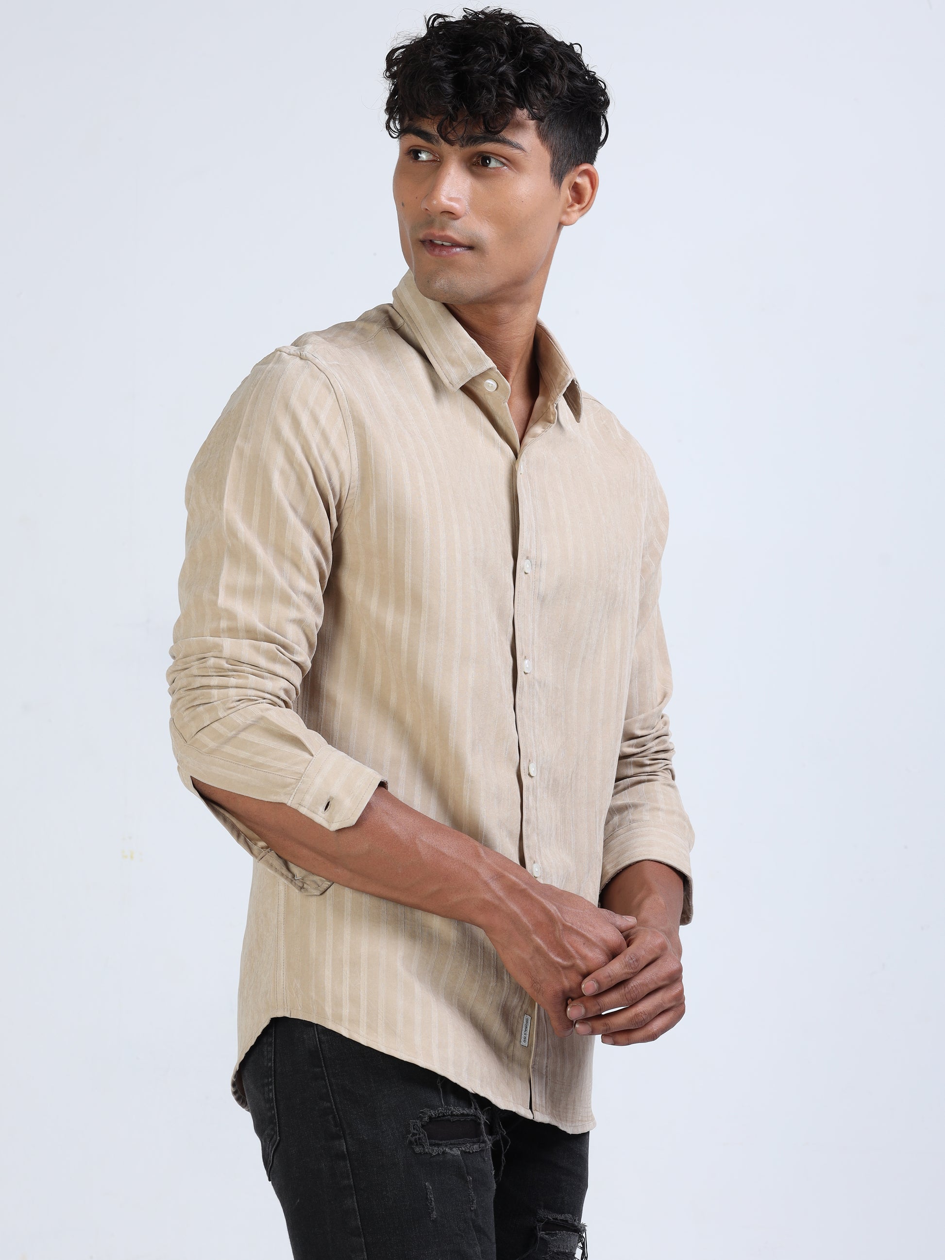 Swirl Blend Suede Stripe Shirt for Men 