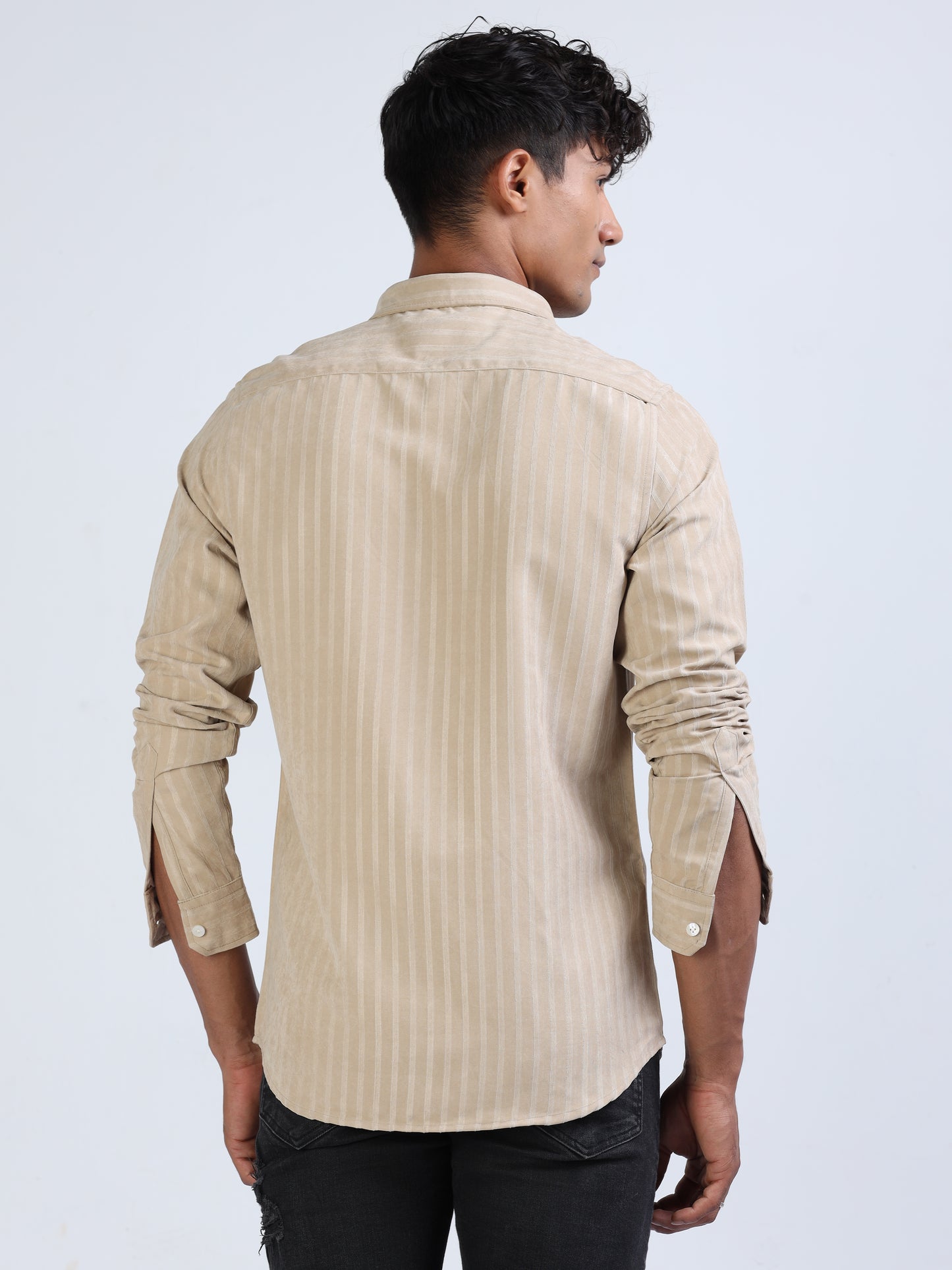 Swirl Blend Suede Stripe Shirt for Men 