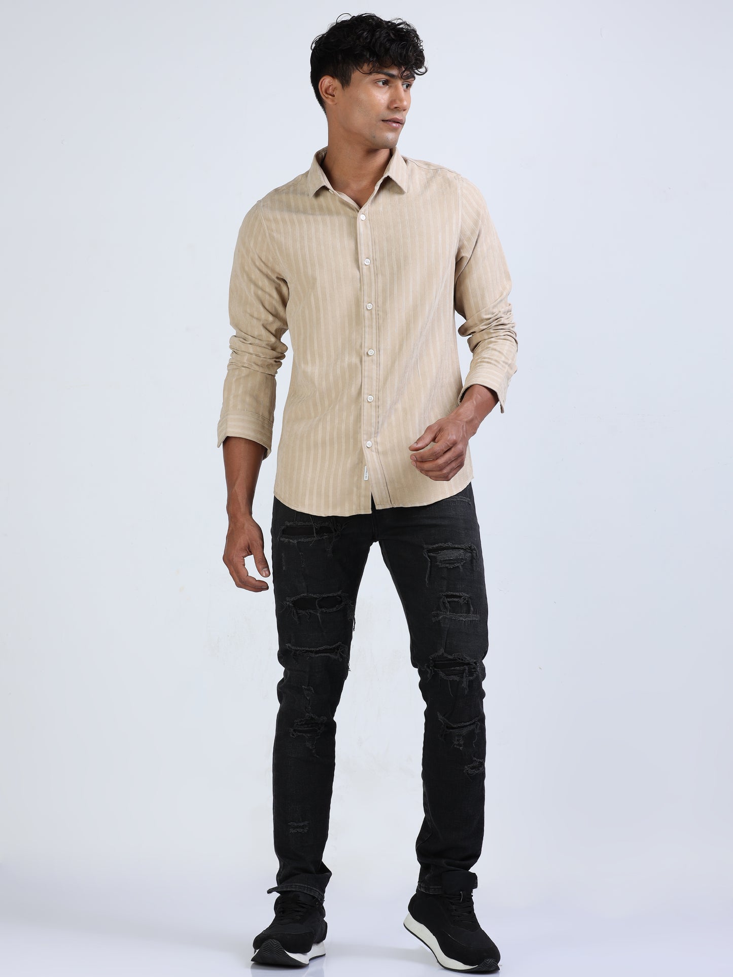 Swirl Blend Suede Stripe Shirt for Men 