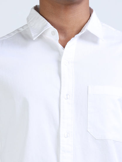 White Twill Cotton Shirt for Men 