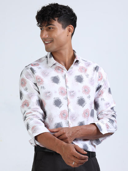 Pink & Grey Multi Printed Popcorn Shirt