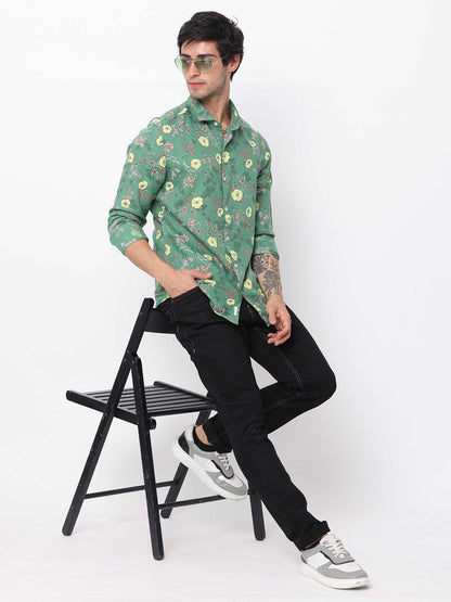 Floral Printed Spanish Green Shirt