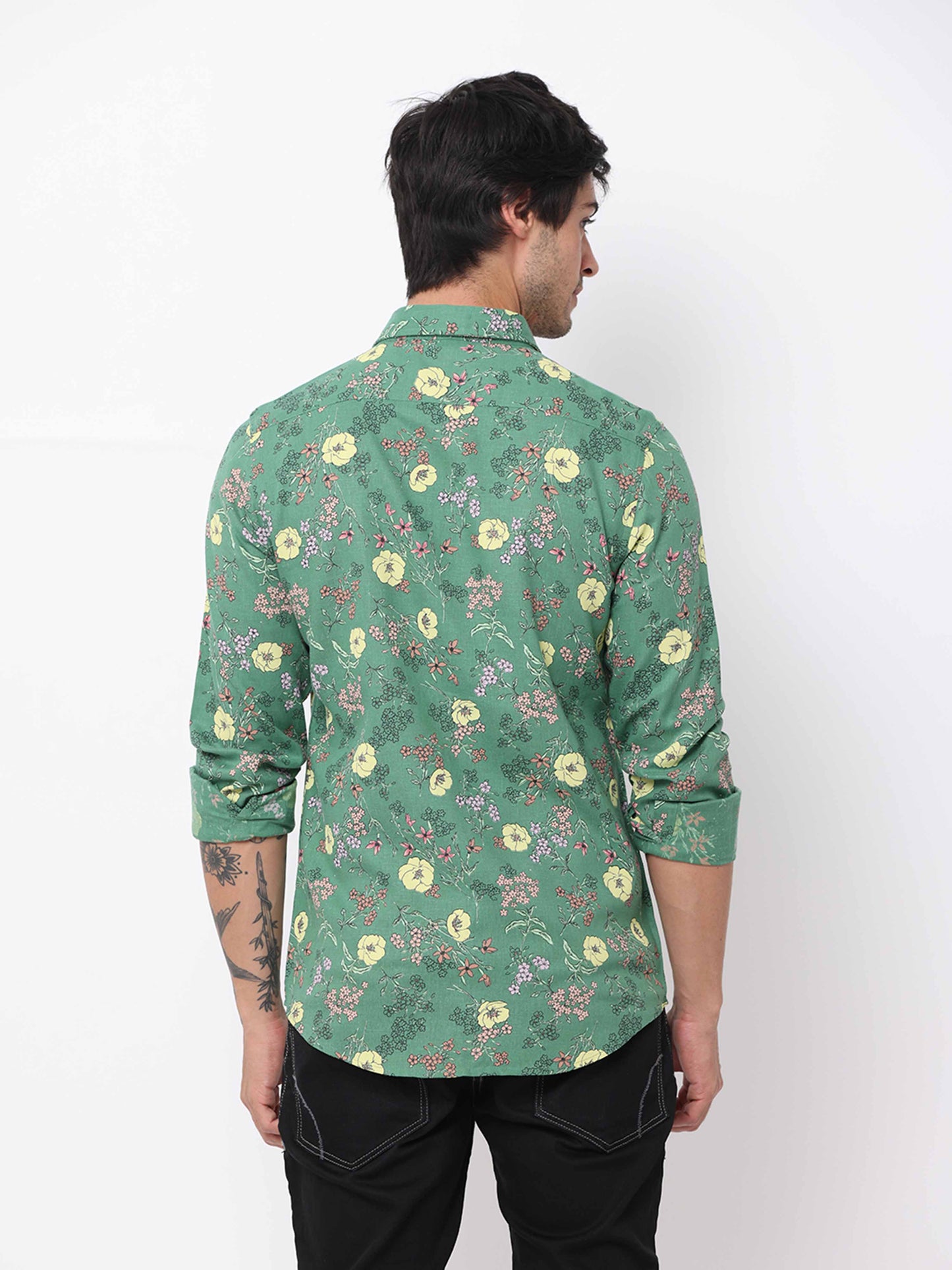 Floral Printed Spanish Green Shirt