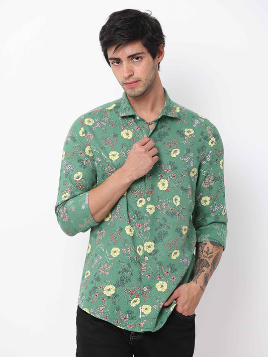 Floral Printed Spanish Green Shirt