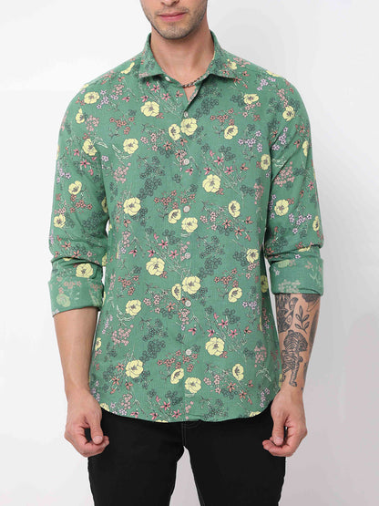 Floral Printed Spanish Green Shirt