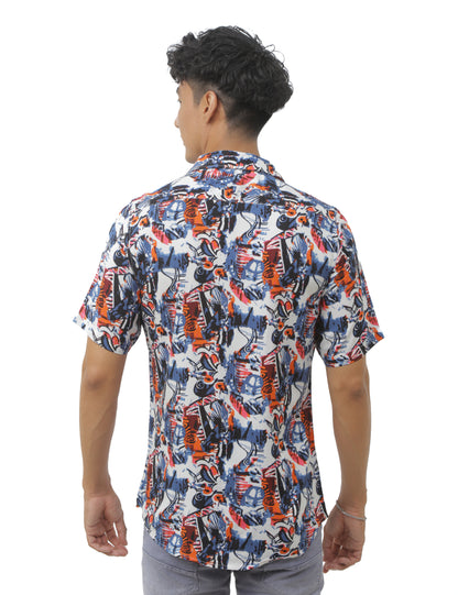 Blue Printed Shirt for Men 