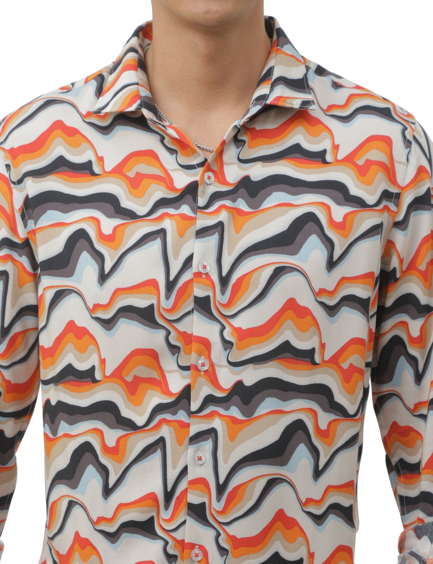 Orange Marble Print Shirt for Men 