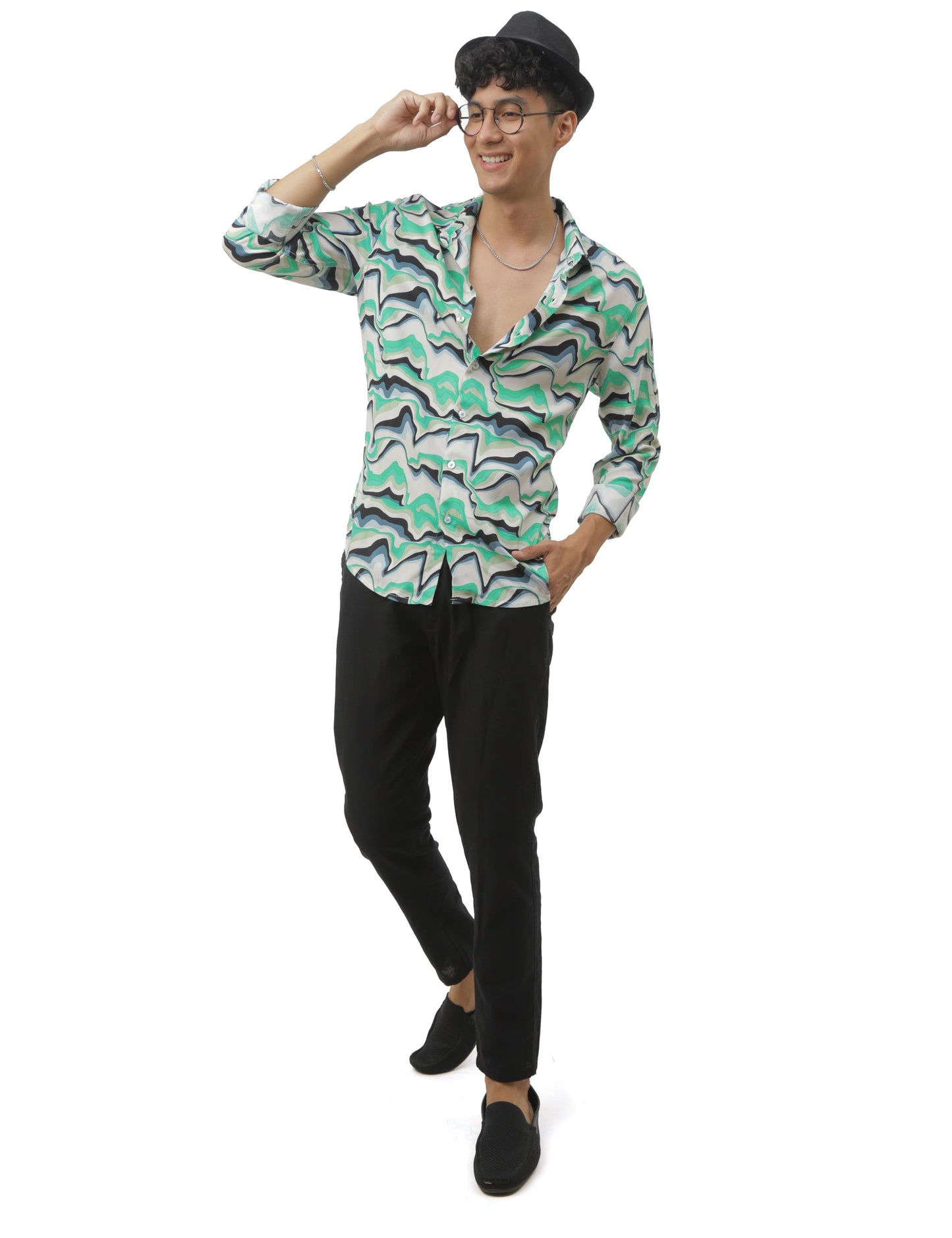 Green Marble Print Shirt for Men 