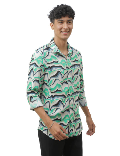 Green Marble Print Shirt for Men 