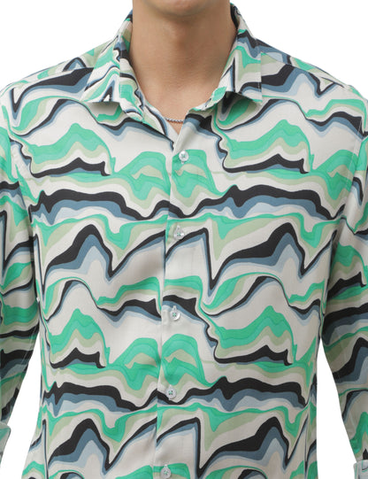 Green Marble Print Shirt for Men 