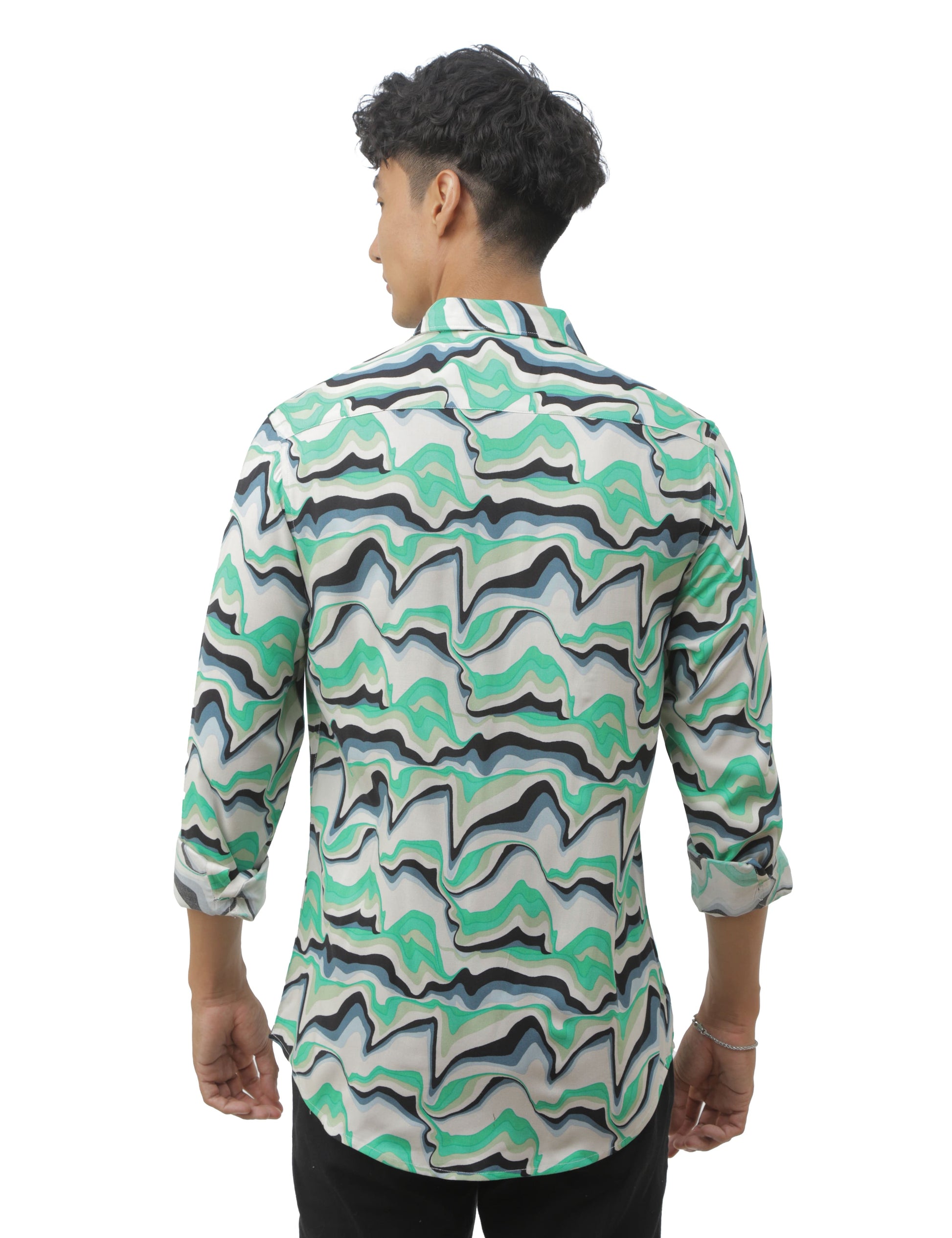 Green Marble Print Shirt for Men 