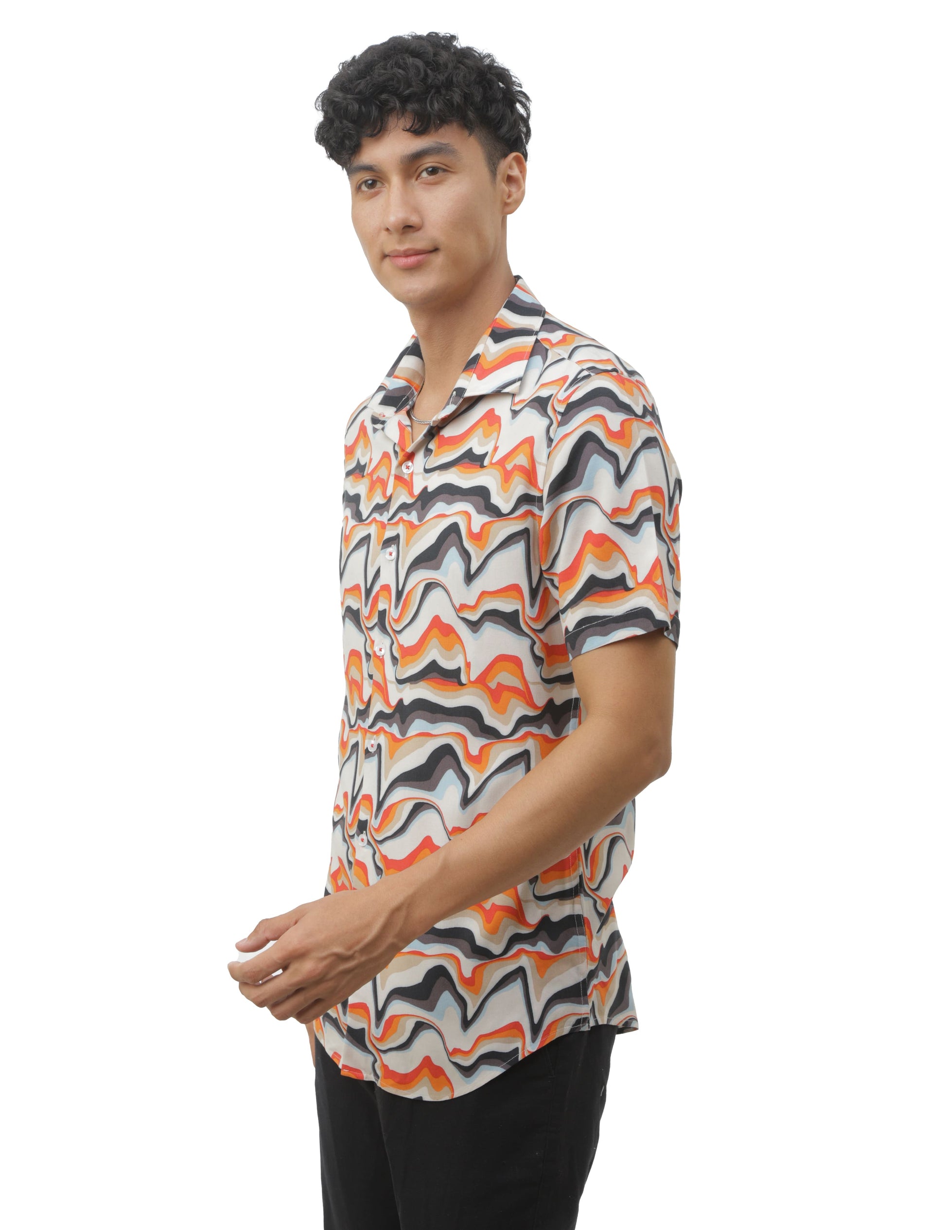 Blaze Orange Printed Shirt for Men 