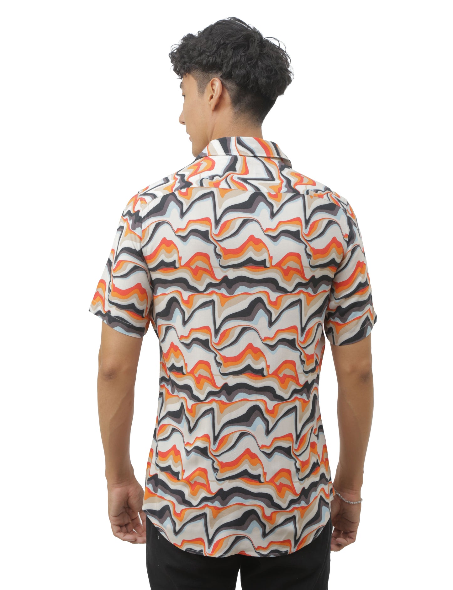 Blaze Orange Printed Shirt for Men 