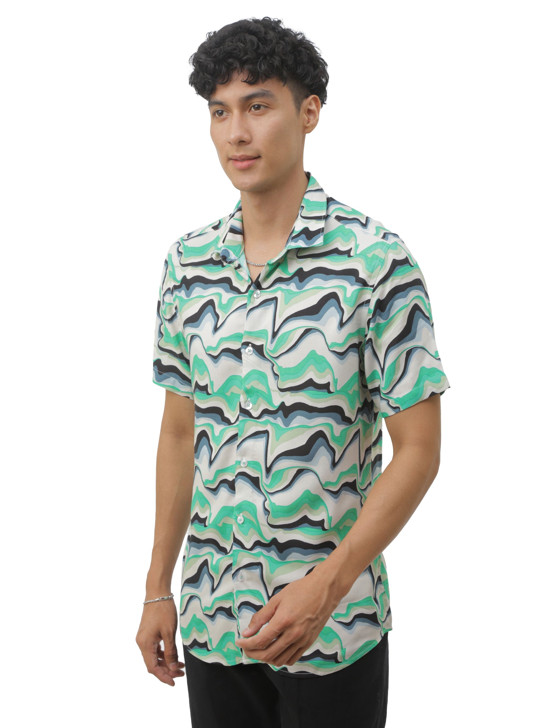 Seaweed Green Printed Shirt for Men 