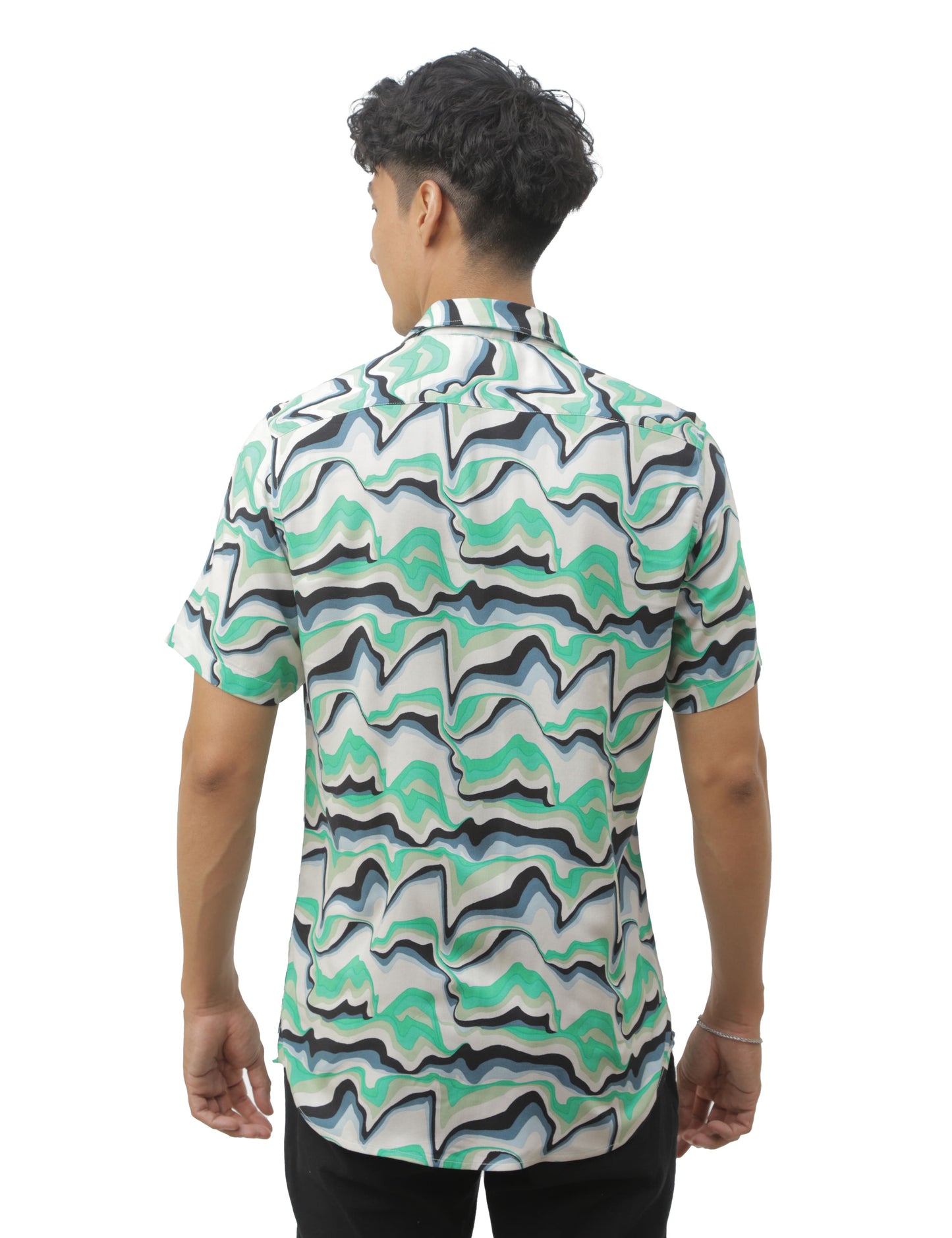 Seaweed Green Printed Shirt for Men 