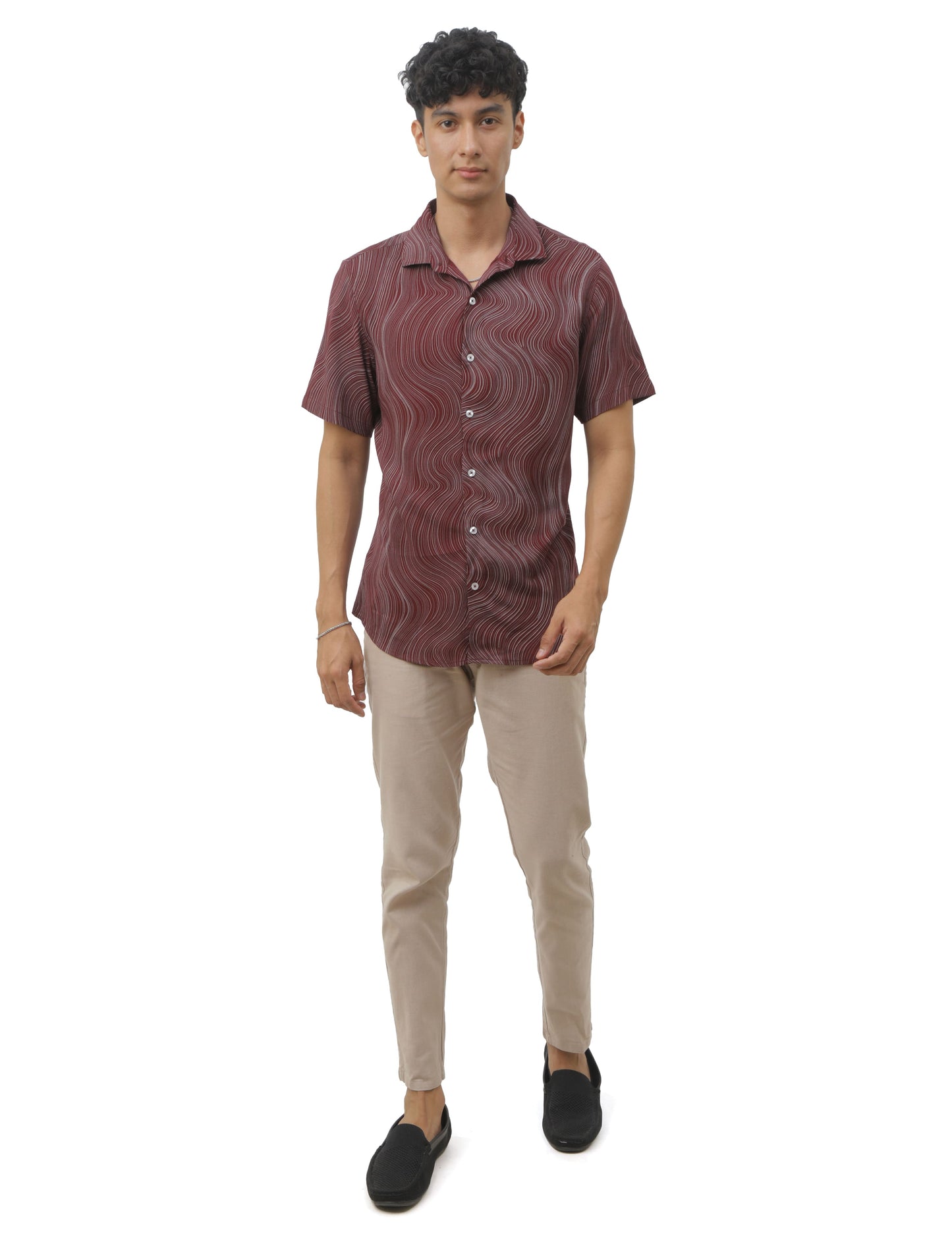 Maroon Marble Print Shirt for Men 