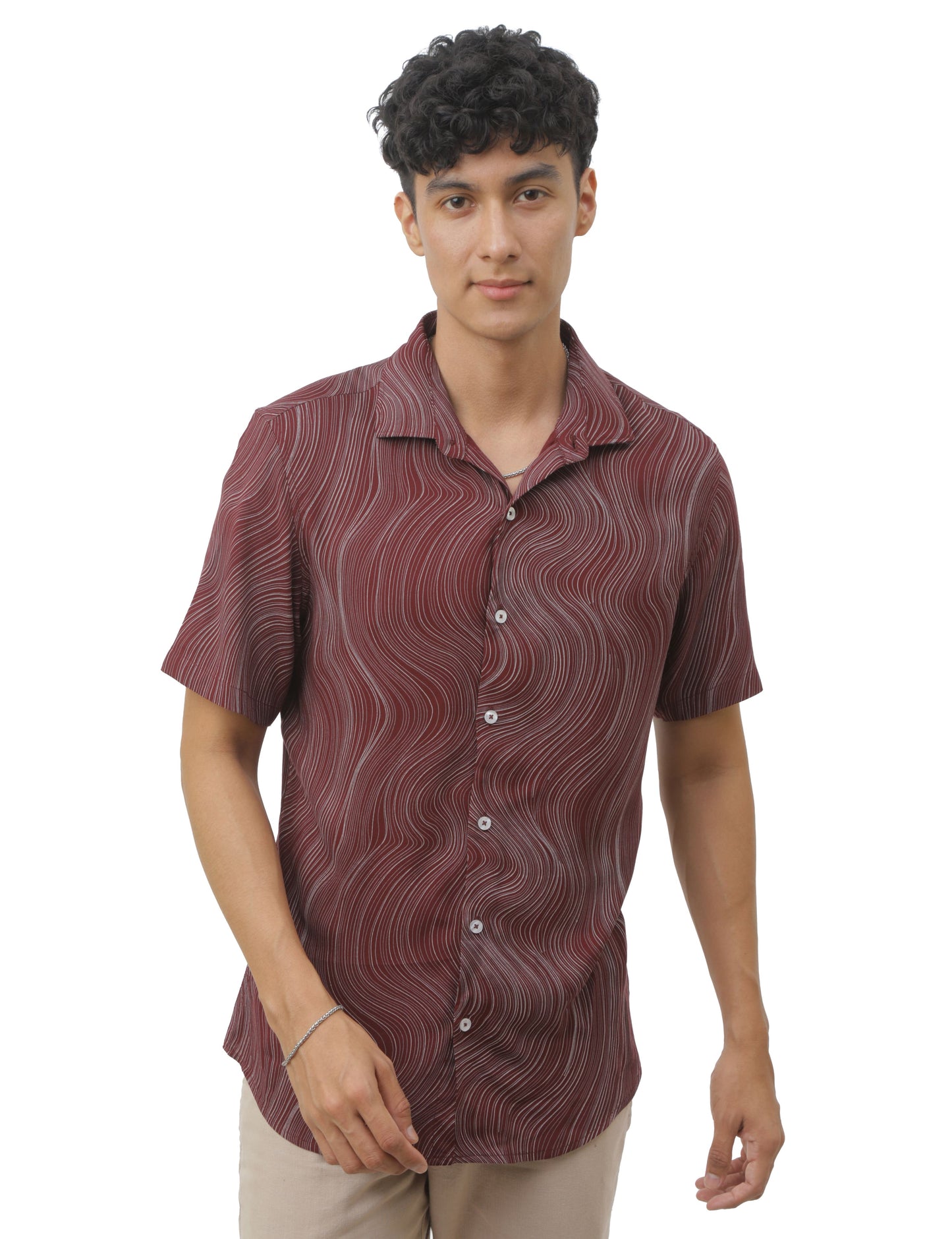 Maroon Marble Print Shirt for Men 