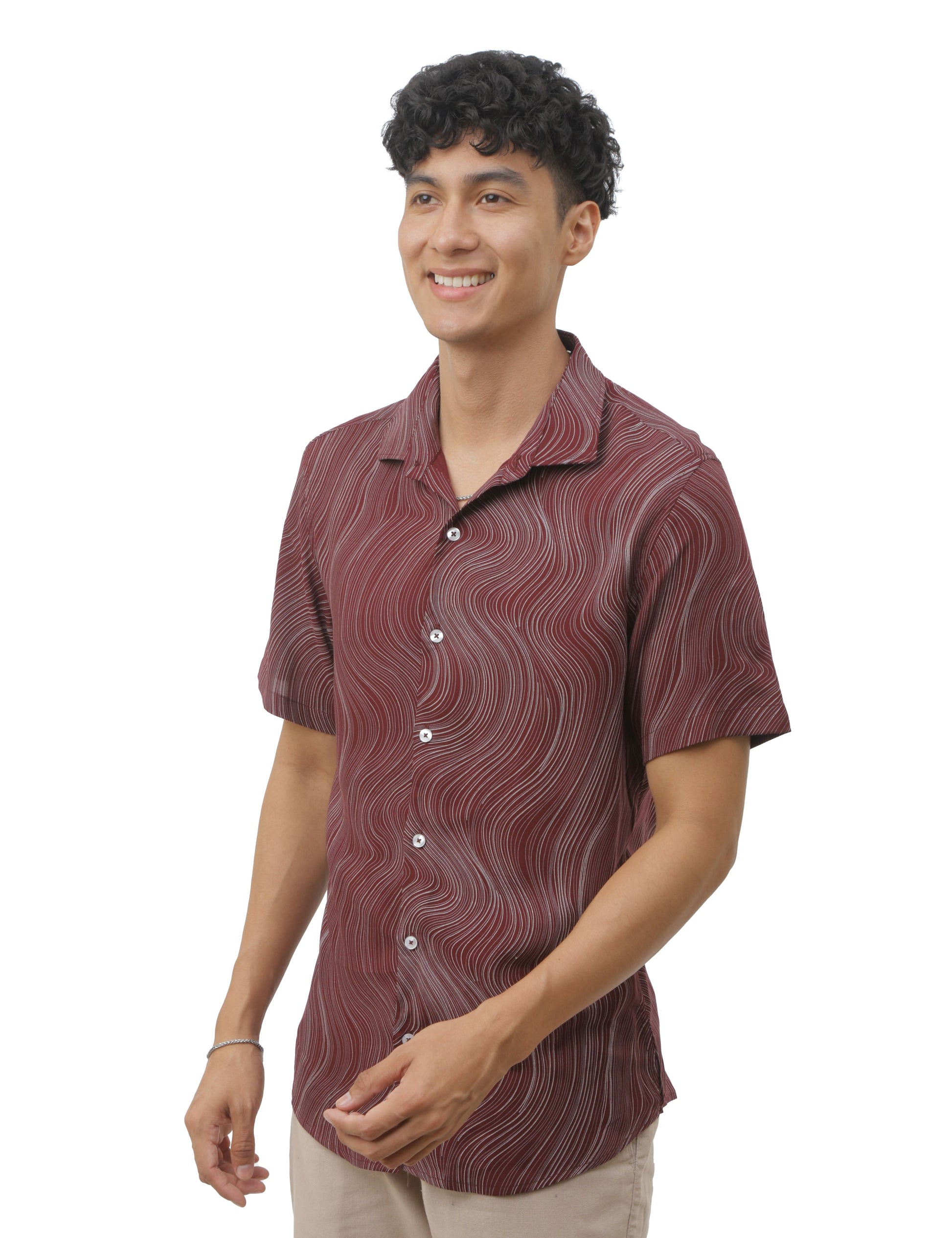 Maroon Marble Print Shirt for Men 